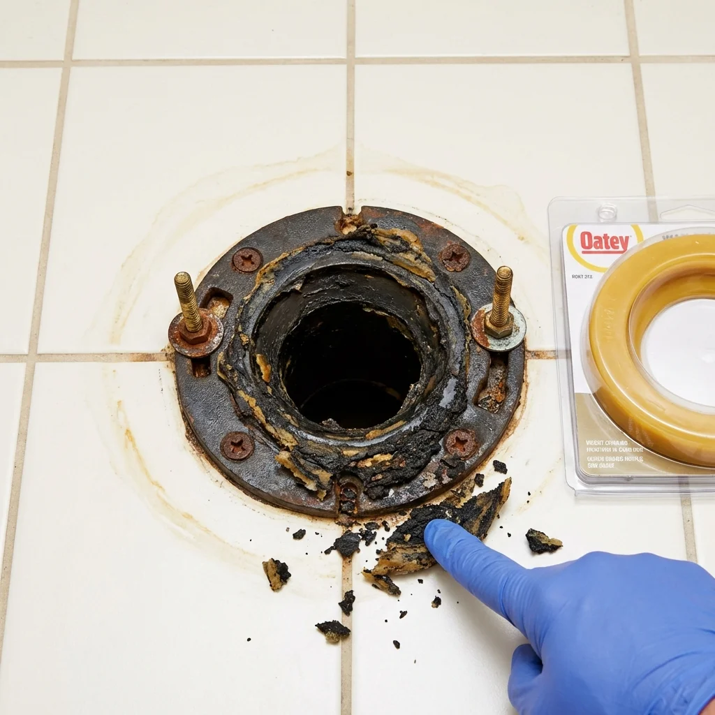 Failed wax ring showing water seepage at the base of a toilet in a Ogden, UT home