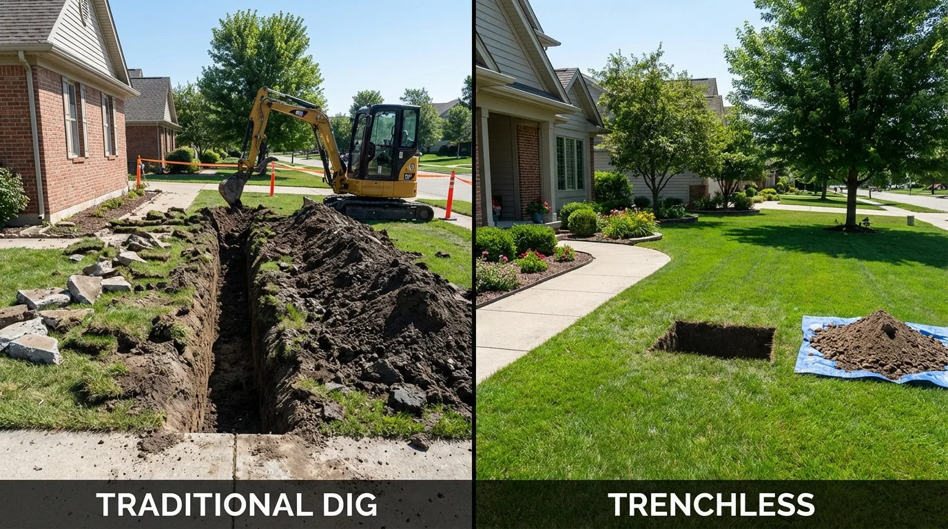 Trenchless sewer repair with minimal yard damage versus traditional excavation in Ogden, UT